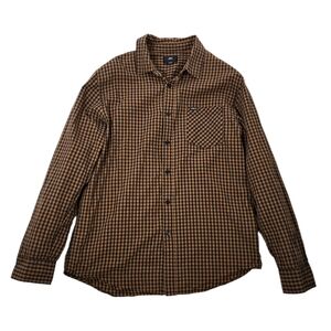 Obey Mens Gingham Brown and Black Buttoned Down Cotton Shirt